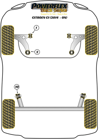 Pouzdro zadního nosníku Polyuretanové pouzdro Powerflex Black Series Citroen C1 (2014 on) PFR12-710BLK
