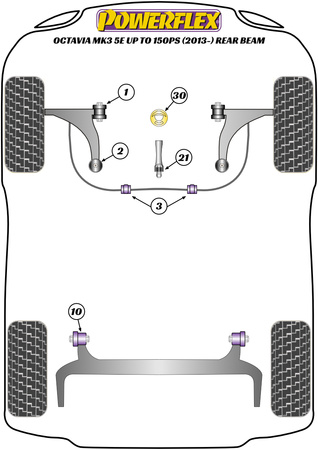 Adaptér Jack Pad Polyuretanové pouzdro Powerflex Road Series Skoda Octavia Octavia Mk3 5E (2013-2019) Octavia 5E up to 150PS Rear Beam PF3-1661