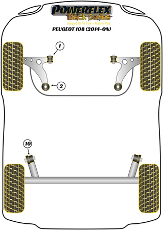 Pouzdro zadního nosníku Polyuretanové pouzdro Powerflex Black Series Peugeot 108 (2014-ON) PFR12-710BLK