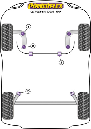 Přední rameno Přední pouzdro  Polyuretanové pouzdro Powerflex Road Series Citroen C3 Models  C3 III (2016 - ON) PFF12-201-56