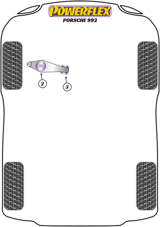 Vnitřní pouzdro ramene přední stopy, nastavitelné odklon Polyuretanové pouzdro Powerflex Road Series Porsche 911 992 (2021 on) PFF57-801