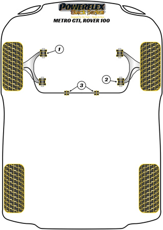 Vnitřní pouzdro předního spodního ramene Polyuretanové pouzdro Powerflex Black Series Rover Metro / 100 (1990 - 1998) PFF3-211BLK