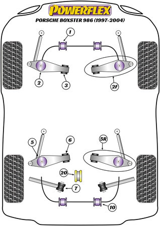 Adaptér Jack Pad Polyuretanové pouzdro Powerflex Road Series Porsche 986 Boxster (1997-2004) PF57-560
