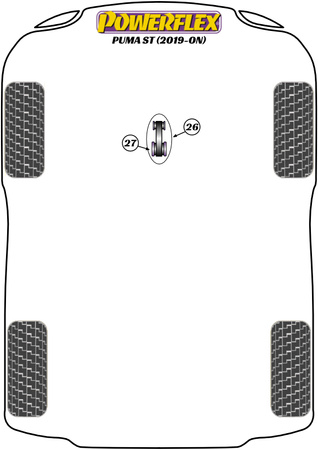 Velká vložka pouzdra s nižším točivým momentem Polyuretanové pouzdro Powerflex Road Series Ford Puma Puma ST (2019-on) PFF19-2227