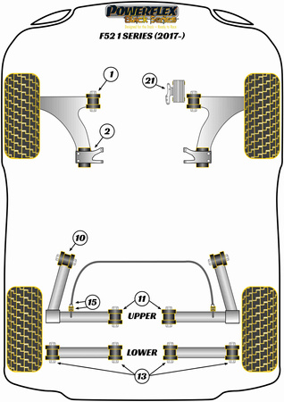 Přední rameno Zadní pouzdro Polyuretanové pouzdro Powerflex Black Series BMW 1 Series F52 Sedan (2017 -) PFF5-1302BLK