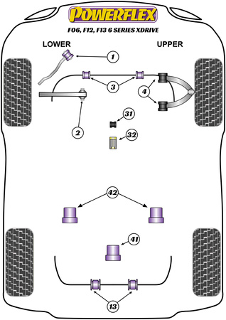 Přední rádiusové rameno k pouzdru podvozku Posun kolečka Polyuretanové pouzdro Powerflex Road Series BMW 6 Series F06, F12, F13 (2011 - 2018) F06 Sedan / F12 Convertible / F13 Coupe xDrive (2011-2018)  PFF5-6101G