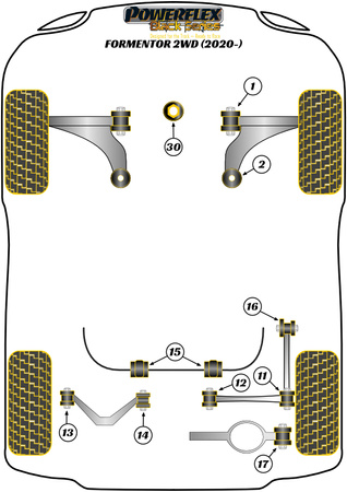 Pouzdro zadního stabilizátoru 18,5 mm Polyuretanové pouzdro Powerflex Black Series Seat Cupra Formentor (2020 on) Formentor 2WD (2020 on) PFR85-815-18.5BLK