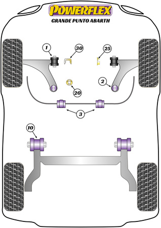 Sada šroubů odklonu PowerAlign (12mm x 60mm) Polyuretanové pouzdro Powerflex road+black Fiat Punto Grande Punto (2005 - 2009) Abarth Grande Punto PFA100-12