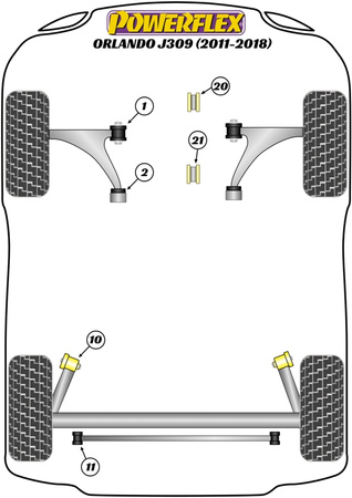 Sada šroubů odklonu PowerAlign (12mm x 60mm) Polyuretanové pouzdro Powerflex road+black Chevrolet Orlando J309 (2011- 2018) PFA100-12
