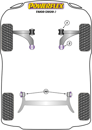 Přední lichoběžníkové rameno Přední pouzdro 30mm Camber Nastavitelné Polyuretanové pouzdro Powerflex Road Series Volkswagen Taigo (2020 on) PFF85-201G