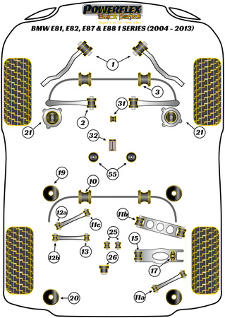 Přední pouzdro pro montáž stabilizátoru 26,5 mm Polyuretanové pouzdro Powerflex Black Series BMW 1 Series E81, E82, E87 & E88 (2004 - 2013) PFF5-4602-26.5BLK