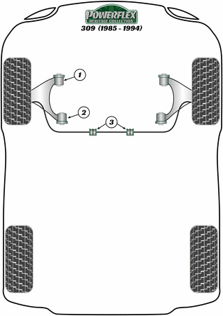 Pouzdro stabilizátoru 23mm Polyuretanové pouzdro Powerflex Heritage Collection Peugeot 309 inc GTI (1985-1994) PFF50-215-23H