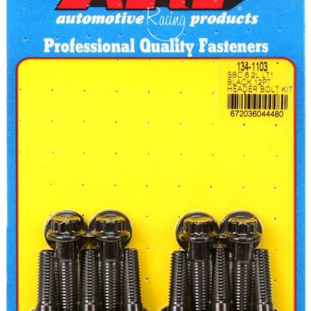 Sady čepů pro záhlaví ARP 134-1103 ARP Header Bolt Kit Chevy SB 6.2L LT1 Black 12PT Chevrolet LS Gen V