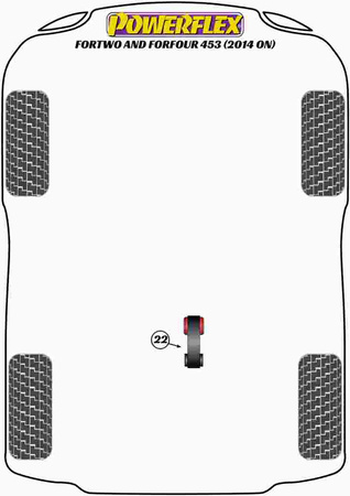 Uložení s nižším točivým momentem, 3 válce Polyuretanové pouzdro Powerflex Road Series Smart ForTwo and ForFour 453 (2014 on) PFF60-1422R