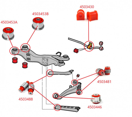 Pouzdro zadního stabilizátoru - MPBS: 4503430 Opel Calibra A, Omega B, Senator Vectra