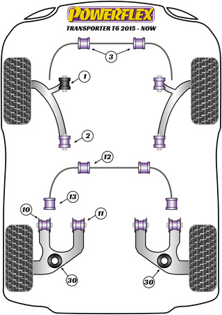 Zadní stabilizátor pouzdro na rameno 22mm Polyuretanové pouzdro Powerflex Road Series Volkswagen Transporter Models T6 / 6.1 Transporter (2015-2024) PFR85-1313-22