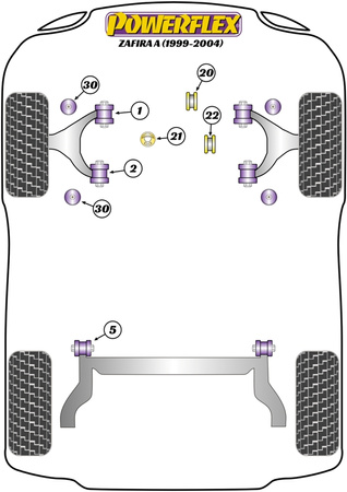 Sada šroubů odklonu PowerAlign (12mm x 60mm) Polyuretanové pouzdro Powerflex road+black Vauxhall / Opel Zafira Models Zafira A (1999-2004) PFA100-12