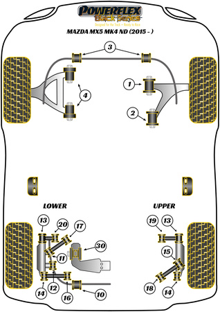 Pouzdro zadního stabilizátoru Polyuretanové pouzdro Powerflex Black Series Mazda MX-5, Miata, Eunos Mk4 ND (2015-) PFR36-610-11.1BLK
