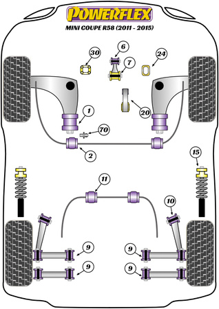 Adaptér Jack Pad Polyuretanové pouzdro Powerflex Road Series Mini R58 Coupe (2011 - 2015) PF5-4660