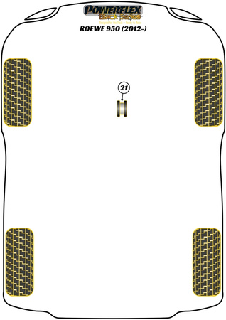 Zadní montážní vložka motoru Polyuretanové pouzdro Powerflex Black Series Roewe Roewe 950 (2012 - ON) PFF80-1421BLK