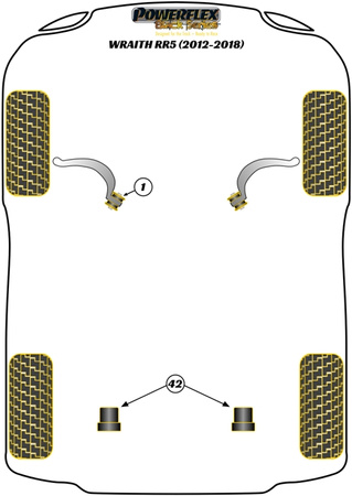 Pouzdro přední montáže zadního diferenciálu Polyuretanové pouzdro Powerflex Black Series Rolls-Royce Wraith RR5 (2012 - 2018 ) PFR5-6032BLK