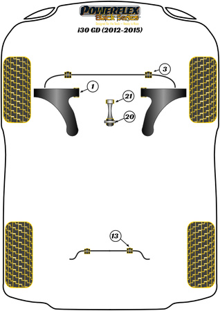Pouzdro zadního stabilizátoru 19,3 mm Polyuretanové pouzdro Powerflex Black Series Hyundai i30 Models i30 GD (2012 - 2015) PFR26-113-19.3BLK