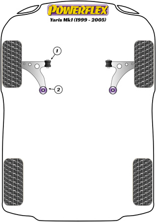 Sada šroubů odklonu PowerAlign (14 mm) Polyuretanové pouzdro Powerflex road+black Toyota Yaris/Vitz Mk1 (1999-2005) PFA100-14