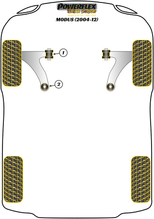Přední rameno Přední pouzdro Polyuretanové pouzdro Powerflex Black Series Renault Modus (2004-2012) PFF60-901BLK
