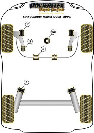 Přední lichoběžníkové rameno Zadní pouzdro Polyuretanové pouzdro Powerflex Black Series Seat Cordoba Models Cordoba MK2 6L (2002 - 2009) PFF85-602BLK