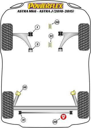 Zadní vložka motoru Diesel Polyuretanové pouzdro Powerflex Road Series Vauxhall / Opel ASTRA MODELS Astra MK6 - Astra J (2010 - 2015) Astra MK6 - Astra J (2010 - 2015) PFF80-1421R