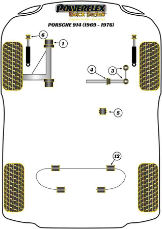 Nosné pouzdro ložiska sloupku řízení Polyuretanové pouzdro Powerflex Black Series Porsche 914 (1970 - 1976) PFF57-405BLK