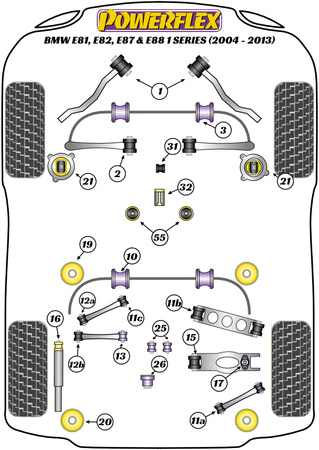 Přední pouzdro pro montáž stabilizátoru 26,5 mm Polyuretanové pouzdro Powerflex Road Series BMW 1 Series E81, E82, E87 & E88 (2004 - 2013) PFF5-4602-26.5