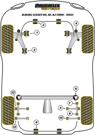 Zadní stabilizátor k pouzdru podvozku 20 mm Polyuretanové pouzdro Powerflex Black Series Subaru Legacy Legacy BC, BF, BJ (1989 - 1993) PF69-303-20BLK