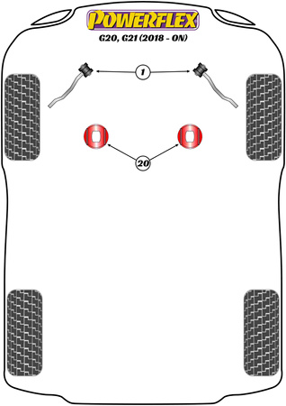 Univerzální držák výfuku  Polyuretanové pouzdro Powerflex Road Series BMW 3 Series G20, G21, G28, G80 (2018 on) G20, G21 (2018 - ) EXH032