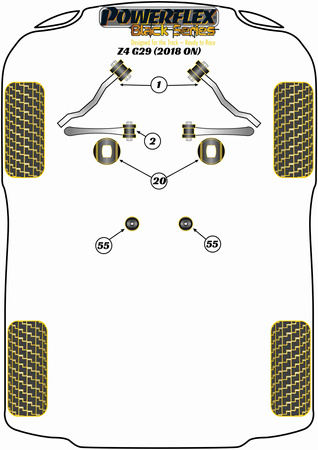 Vložka držáku motoru Polyuretanové pouzdro Powerflex Black Series BMW Z Series Z4 Series Z4 G29 (2018 on) PFF5-5452BLK