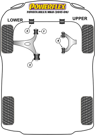 Přední spodní rameno Přední pouzdro 16mm Polyuretanové pouzdro Powerflex Road Series Toyota Hilux Models Hilux Mk8 (2015 on) PFF76-801-16
