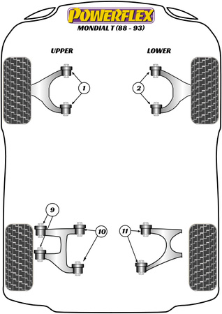Vnitřní pouzdro zadního spodního lichoběžníkového ramene Polyuretanové pouzdro Powerflex Road Series Ferrari Mondial T (1988 - 1993) PF17-110