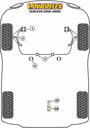 Tuleja Poliuretanowa Powerflex Renault 19 inc 16v (1988-1996) -  PFF60-207-23 Nr na diagramie: 3
