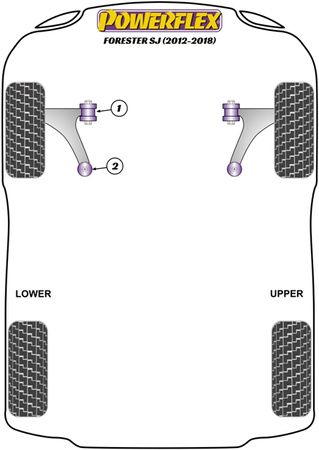 Přední lichoběžníkové rameno Zadní pouzdro Anti-Lift & Caster nastavitelné Polyuretanové pouzdro Powerflex Road Series Subaru Forester Forester SJ (2012 - 2018) PFF69-505G