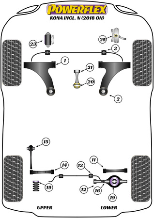 Zadní stabilizátor Drop Link Bush Polyuretanové pouzdro Powerflex Road Series Hyundai Kona inc N (2018 on) PFR26-116