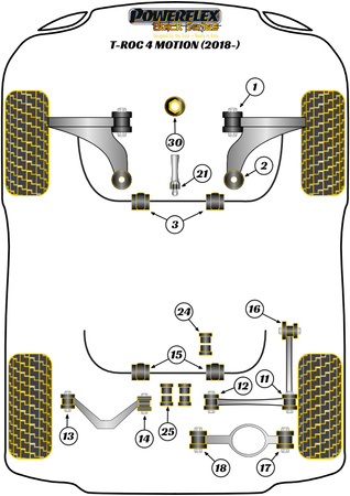 Vnitřní pouzdro zadního spodního ramene  Polyuretanové pouzdro Powerflex Black Series Volkswagen T-Roc (2018 on) T-Roc 4-Motion inc R (2018 on) PFR85-818BLK