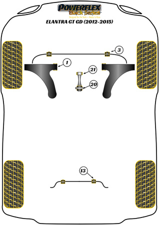 Přední pouzdro stabilizátoru 23,2 mm Polyuretanové pouzdro Powerflex Black Series Hyundai Elantra Models Elantra GT GD (2012 - 2015) PFF26-103-23.2BLK