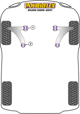 Přední rameno Zadní pouzdro Posun kolečka Polyuretanové pouzdro Powerflex Road Series Nissan NV200 (2009-2017) PFF60-902G