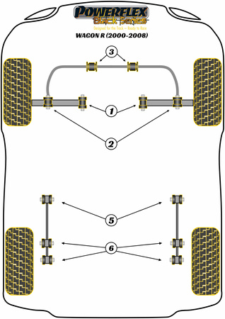 Zadní vlečené rameno k pouzdru náboje Polyuretanové pouzdro Powerflex Black Series Suzuki Wagon R (1999 - 2008) PFR73-206BLK