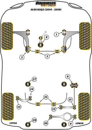 Přední pouzdro stabilizátoru 23,6 mm Polyuretanové pouzdro Powerflex Black Series Audi Q3 / RSQ3 Q3 / RSQ3 8U (2012 - 2018) RSQ3 8U PFF85-503-23.6BLK