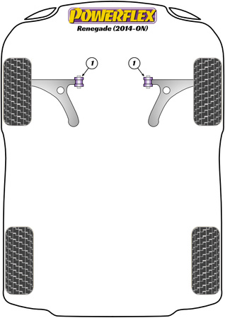 Přední lichoběžníkové rameno přední pouzdro 14mm Polyuretanové pouzdro Powerflex Road Series Jeep Renegade (2014 on) PFF16-701-14