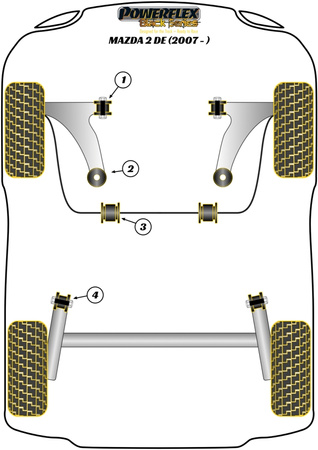 Přední stabilizátor k pouzdru podvozku 22 mm Polyuretanové pouzdro Powerflex Black Series Mazda Mazda 2 DE (2007-) PFF19-1503-22BLK