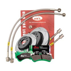 Sada zadních brzdových kotoučů DBA Street Series - T2 - DBA2847S + Zadní brzdové destičky DBA Brzdové destičky Street Performance Hawk HB866x.652 - DB15032SP + HEL pletené brzdové vedení Audi Porsche VOLKSWAGEN