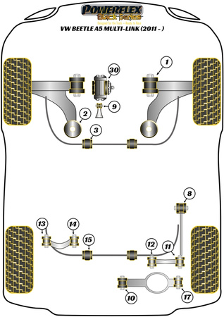 Vnější pouzdro zadního spodního ramene Polyuretanové pouzdro Powerflex Black Series Volkswagen Beetle Models Beetle A5 (2011 - ON) Beetle A5 Multi-Link (2011 - ON) PFR85-817BLK