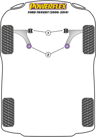 Přední lichoběžníkové rameno Zadní pouzdro Polyuretanové pouzdro Powerflex Road Series Ford Transit  Transit (2006 - 2014) PFF19-4002